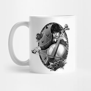 Wednesday Adams playing cello Mug